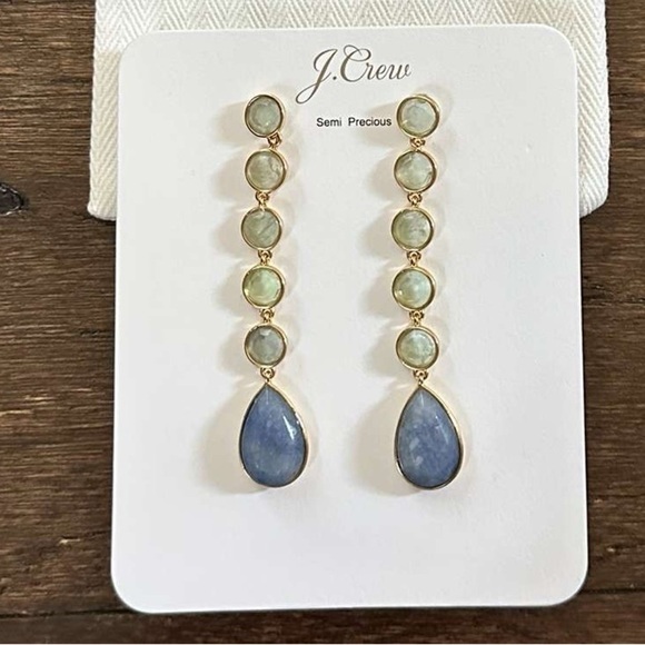 J.CREW-Mixed-stone drop earrings-blue/gold-NWT - Picture 4 of 8